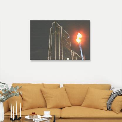 picsdream Stretched Photo Print Outlined Skyscapers on Canvas Digital Reprint 7 inch x 10 inch Painting