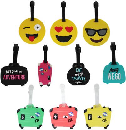 Tootpado Luggage Tag Set Smiley Emoji Suitcase Message - Pack of 10 (CLNT45) - Bag Travel Tags Luggage Tag