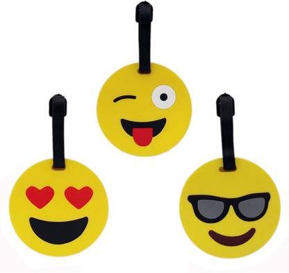 Tootpado Luggage Tag Emoji Smiley Design - Pack of 3 (CLNT23) - Bag Travel Tags Luggage Tag