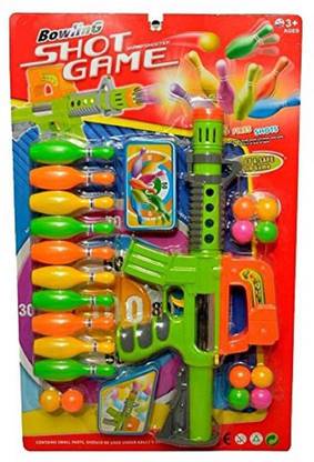 SHRIBOSSJI Ping Pong Gun with 10 Pieces Bowling and10 Pieces Ping Pong Game Set for Kids/Children (multicolour) Guns & Darts