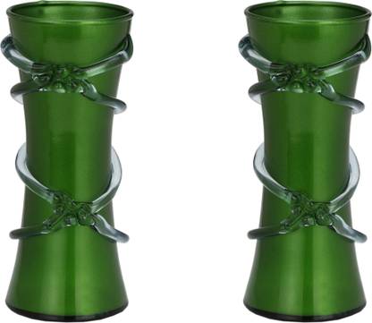 AFAST Green Glass Flower Vase Hand Decorative With New & Stylish Shape(Set Of Two)-TP27 Glass Vase