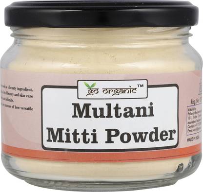 go organic multani mitti/fuller clay for skin and hair 150 gm - Glass jar packing