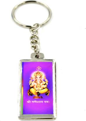 faynci Om Shri Ganeshaya Namah With Holly Om Key Chain for Good luck and Gifting Key Chain