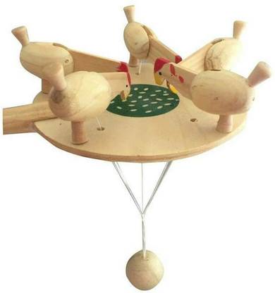 FUTUREZ KEY Wooden Pecking Chicken Toy, Chicken Paddle Toy, Swing Hanging Wood Ball for Kids