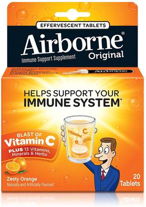 AirBorne Original Immune Support Supplement, Zesty Orange - 20 Count