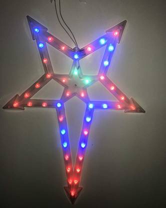 M-tech Flashing LED Star with Trans-corner Multicolour Hanging Star Pack of 1