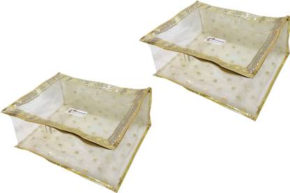 Shree Shyam Products Border Transparent Box Saree Cover 2 Pcs Set Capacity of 5 Sarees SS-135_2 PCS