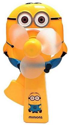 FUTUREZ KEY Kid's Minions Portable Hand Crank Mini Toy Fan without Battery (Yellow)