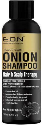 ESSENTIALS OF NATURE EON Onion Hair Shampoo - With goodness of Red onion, Bhringraj, Amla, Fenugreek and more, Sulphate free for Hair fall control, dandruff for complete hair nourishment