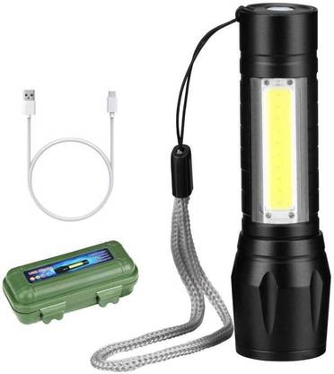 Chartbusters USB Rechargeable XPE+COB LED Zoomable Flashlight Torch Lamp Linternas Built in Battery With USB Cable Gift Box NP-03 2 Torch Emergency Light