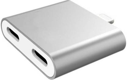 ROQ Silver 2 in 1 Lightning Charger Headphone Audio Adapter Dual Lightning Spliiter For iPhone 7/7 Plus 8/8 Plus iPhone X Phone Converter