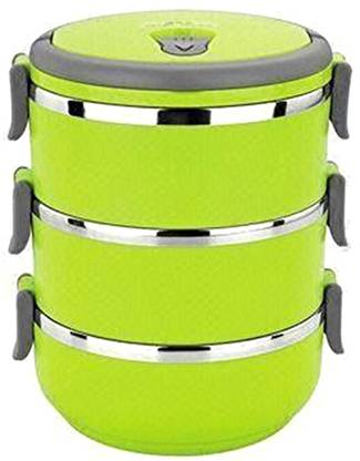 ARC Layer_Green Home Unian Stainless Steel And Plastic Lunch Box 3 Containers Lunch Box