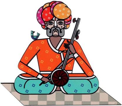 Intelligent Idiots Colorful Ravanahatha / Ravan Hattha Theme Decorative Fridge Magnet Pack of 1