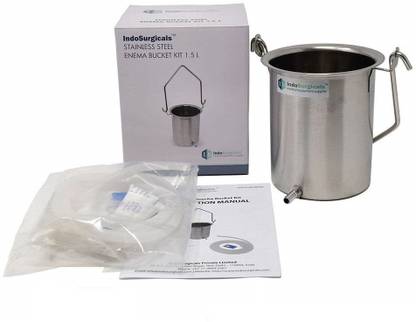 IS IndoSurgicals Enema Bucket Kit 1.5 Liter with Silicone Tubing Medical Equipment Combo