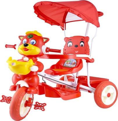 Oximus Baby Tricycle for Kids with Front and Back Basket & Canopy, Parent Handle with Musical Kids | Tricycle for Kids | Tricycle for Baby Boy & Girl | Baby Tricycle | Toys for 2 3 4 5 Years Toddler Tricycle Toys for Gifting Cycle with Musical Best Baby Children Cycle Toys 518-red-tricycle Tricycle