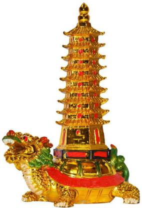 ARINA CREATIONS Feng Shui Education Tower on Dragon tortoise Decorative Showpiece  -  15 cm