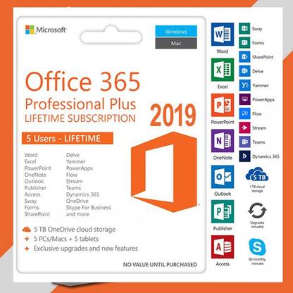 MICROSOFT Office 365 Pro Plus 2019 Lifetime Subscription - 5Pc