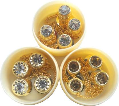 ARe KURTA DAIMOND BUTTON WITH CHAIN GOLD PLATED Metal Buttons