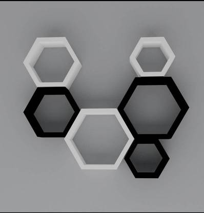 classiconline hexogen shape MDF wall rack MDF (Medium Density Fiber) Wall Shelf