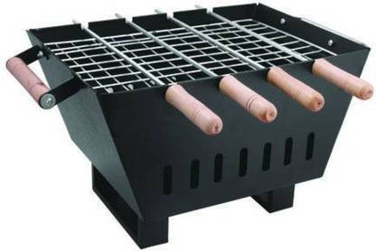 Olympus CharcoalGrillBarbequewithWoodenHandleSkewers(Black) Charcoal Grill