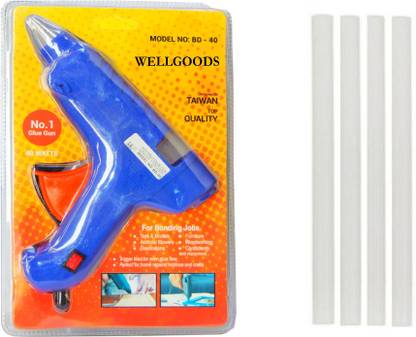 Wellgoods Well Dark Blue Glue Gun best quality 40W with 4 Glue stick High Temperature Cordless-Corded Glue Gun