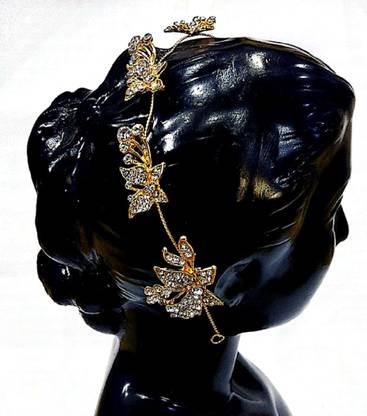 Proplady Wedding Hair Collection Stylish Rhinestone & Pearl Stud Hair Chain for Girls & Women|Bridal Hair Accessories|Designer Hair Chain