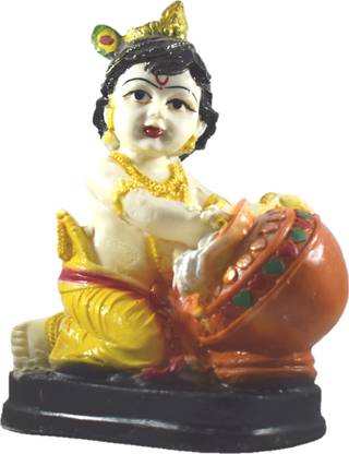 RASHMI CREATION God Shri Krishan Statue lord Krishna idol Makhan Chor / Bal Gopal Handicraft Decorative Decorative Showpiece  -  16 cm