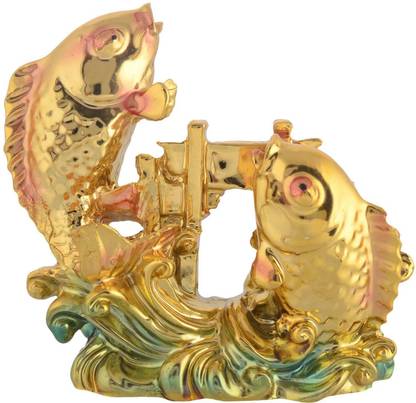 Ripe India Feng Shui Double Fish for Good Luck And Prosperity Decorative Showpiece  -  8 cm