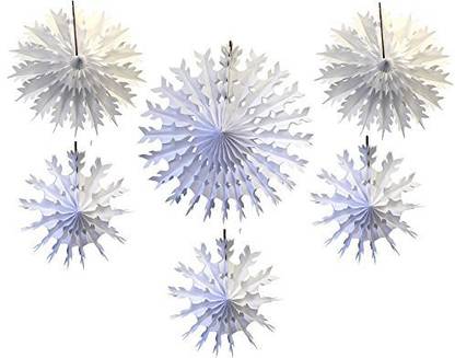 Devra Party 6-Piece Tissue Paper Snowflake Party Decoration Kit (White, 15-22 Inches)