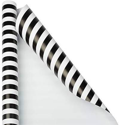 JAM Paper Gift Wrap - Striped Wrapping Paper - 25 Sq Ft - Black & White Stripes - Roll Sold Individually