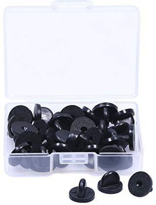 Shapenty Butterfly Clutch Pvc Rubber Pin Backs Keepers Replacement Uniform Badge Comfort Fit Tie Tack Lapel Pin Backing Holder Clasp (Black, 30Pcs)