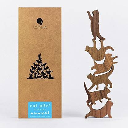 comma COMMA Jumbo Wooden Cat Pile Set #2 (Blue Label, 6 Kittens)