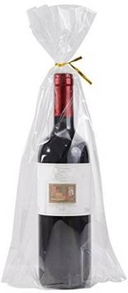 BakeBaking 100 Gusset Cello Bags With Ties - 2.8 Mil Big Size Gift Wrap Cellophane Bag - Clear Wine Bottle Gift Bags Large For Favor (8" X 16" + 4" )