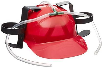 Fairly Odd Novelties Beer Soda Guzzler Helmet Drinking Party Hat, Red