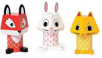 Manhattan Toy Mix & Match Fox, Bunny, & Cat Magnetic Wooden Stacking Block Set Baby