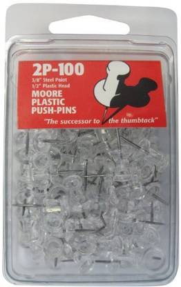 Moore Push Pin Moore Push-Pin Clear Plastic Push Pins, 100 Per Box