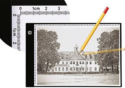 Tikteck A4 Ultra-Thin Portable Led Light Box Tracer Usb Power Cable Dimmable Brightness Artcraft Tracing Light Pad Light Box W Two Way Ruler Forartists Drawing Sketching Animation Designing Stencilling