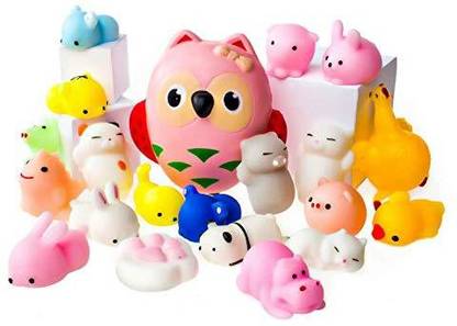 Laegendary LAEGENDARY Mochi Squishy Toys - 20 Squishies Pack 1 Jumbo Squishies Slow Rising Owl Squishy - Mochi Squishy Cat, Panda Squishy, Mochi Animals - Kawaii Squishies Jumbo - Key Chain Strap