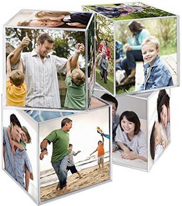 Genrc Mcs 3.25X3.25 Inch Clear Plastic 6 Sided Photo Cube 4-Pack, Clear (65750)