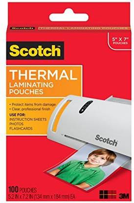 Scotch Thermal Laminating Pouches, 5 X 7-Inches, Photo Size, 100-Pouches (Tp5903-100)