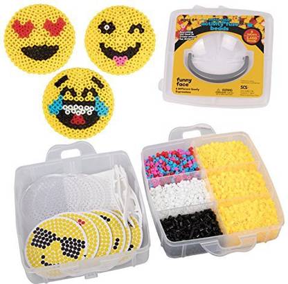 Sculpt Pro Emoji Smiley Face Fuse Beads - 6 Different Emojis - 3600Pcs Beads (6 Colors), Tweezers, Peg Boards, Ironing Paper, Case - Works With Perler Beads