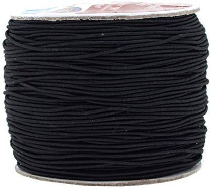 Mandala Crafts 1Mm 109 Yards Round Rubber Fabric Covered Elastic Cord, Stretch String For Beading, Jewelry Making, Masks, Diy Crafting (Black)