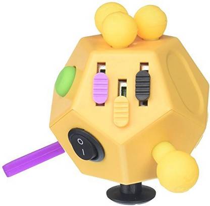 Genrc WCZC Fidget Dodecagon 12 Sided Fidget Cube Toy Relieves Stress and Anxiety for Kids and Adults with ADD,OCD,ADHD,Autism (Yellow)