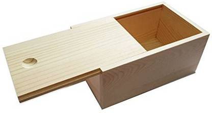 StarMall Wooden Unfinished Storage Box With Slide Top