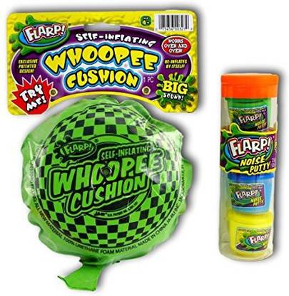 JaRu JA-RU Flarp Self-Inflating Whoopee Cushion and 4 Mini Noise Putty Combo Item #327-336 E19 (Cushion and 4 Mini Flarp)