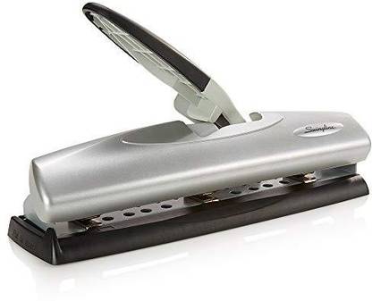 Swingline Desktop Hole Punch, Hole Puncher, Lighttouch, Adjustable, 2-7 Holes, 20 Sheet Punch Capacity, Black/Silver (74030)