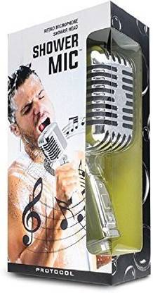 PROTOCOL Funny And Functional HandHeld Shower Head | Microphone Shower Head | Old School Microphone Shape | Fits Standard Showers | For Comfortable Singing in The Shower