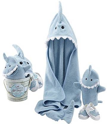 Baby Aspen Four-Piece Gift Set, Let the Fin Begin, Blue