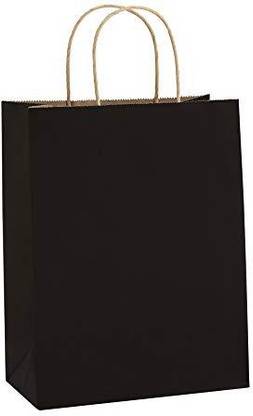 BagDream Kraft Paper Bags 8X4.75X10.5" 100Pcs Gift Bags,Party Bags,Cub, Shopping Bags, Kraft Bags, Retail Bags, Black Paper Bags With Handles