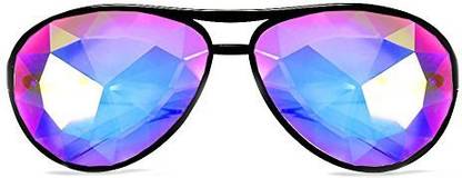 GloFX GloFX Aviator Style Kaleidoscope Glasses - Black - Rave Rainbow EDM Diffraction